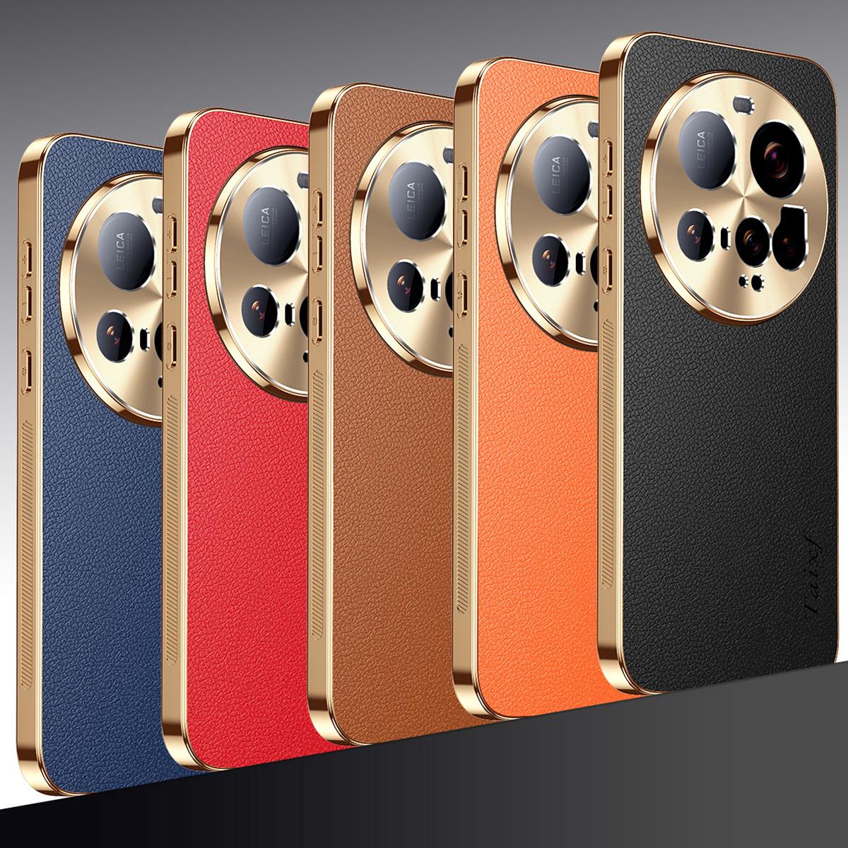For Xiaomi 15 Ultra Electroplated Frame Litchi Texture PC + TPU Vegan Leather Phone Case - Black - EDA009670801A