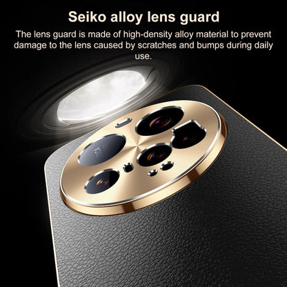 For Xiaomi 15 Ultra Electroplated Frame Litchi Texture PC + TPU Vegan Leather Phone Case - Black - EDA009670801A