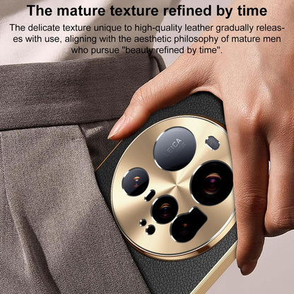 For Xiaomi 15 Ultra Electroplated Frame Litchi Texture PC + TPU Vegan Leather Phone Case - Blue - EDA009670801C