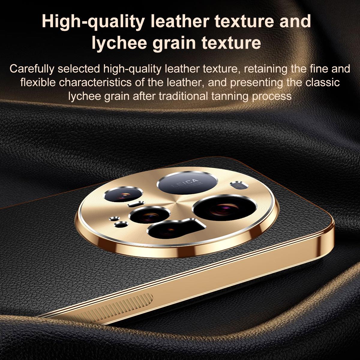 For Xiaomi 15 Ultra Electroplated Frame Litchi Texture PC + TPU Vegan Leather Phone Case - Red - EDA009670801D