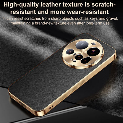 For Xiaomi 15 Ultra Electroplated Frame Litchi Texture PC + TPU Vegan Leather Phone Case - Red - EDA009670801D
