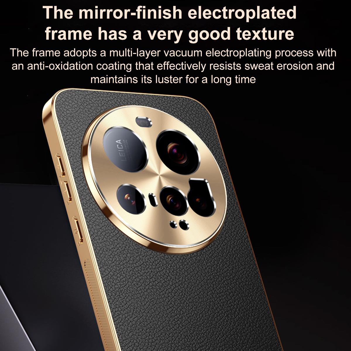For Xiaomi 15 Ultra Electroplated Frame Litchi Texture PC + TPU Vegan Leather Phone Case - Brown - EDA009670801E