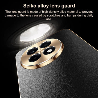 For OnePlus Ace 5 Pro Electroplated Frame Litchi Texture PC + TPU Vegan Leather Phone Case - Blue - EDA009676706C