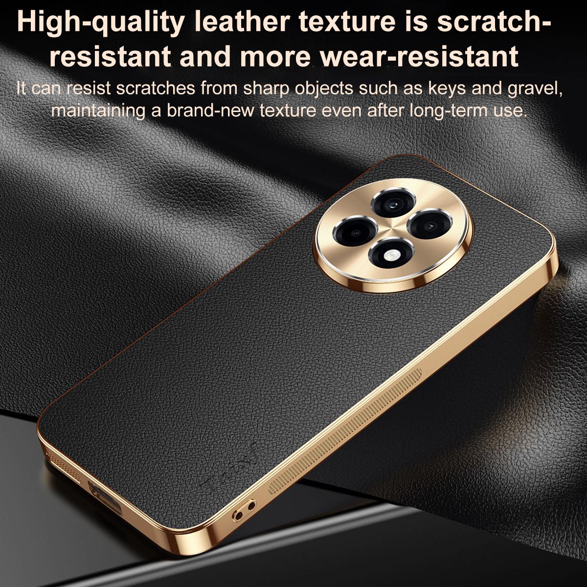 For OnePlus Ace 5 Pro Electroplated Frame Litchi Texture PC + TPU Vegan Leather Phone Case - Blue - EDA009676706C