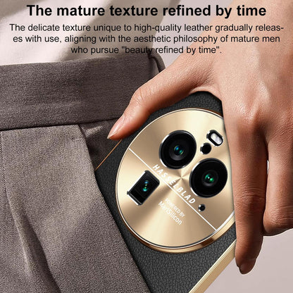 For OPPO Find X6 Pro Electroplated Frame Litchi Texture PC + TPU Vegan Leather Phone Case - Brown - EDA009677002E
