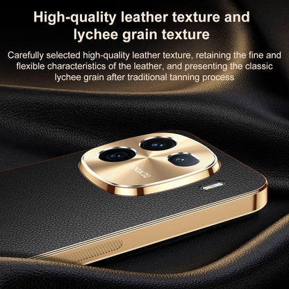 For vivo iQOO 12 Electroplated Frame Litchi Texture PC + TPU Vegan Leather Phone Case - Black - EDA009677401A