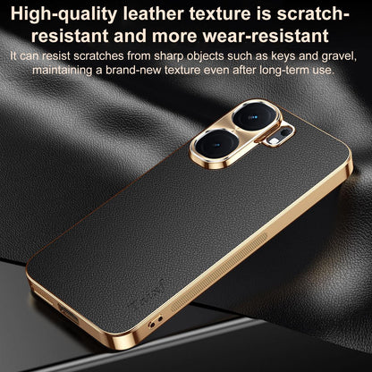 For vivo iQOO Neo9 Electroplated Frame Litchi Texture PC + TPU Vegan Leather Phone Case - Red - EDA009677405D