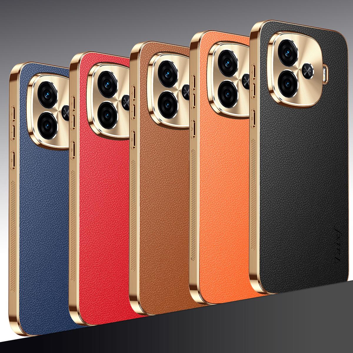 For vivo iQOO Z9 Turbo Electroplated Frame Litchi Texture PC + TPU Vegan Leather Phone Case - Black - EDA009677406A
