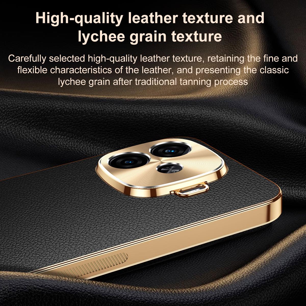 For vivo iQOO Z9 Turbo Electroplated Frame Litchi Texture PC + TPU Vegan Leather Phone Case - Black - EDA009677406A