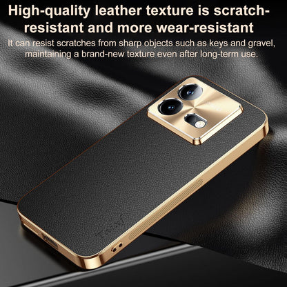 For vivo iQOO Neo8 Pro Electroplated Frame Litchi Texture PC + TPU Vegan Leather Phone Case - Blue - EDA009677408C