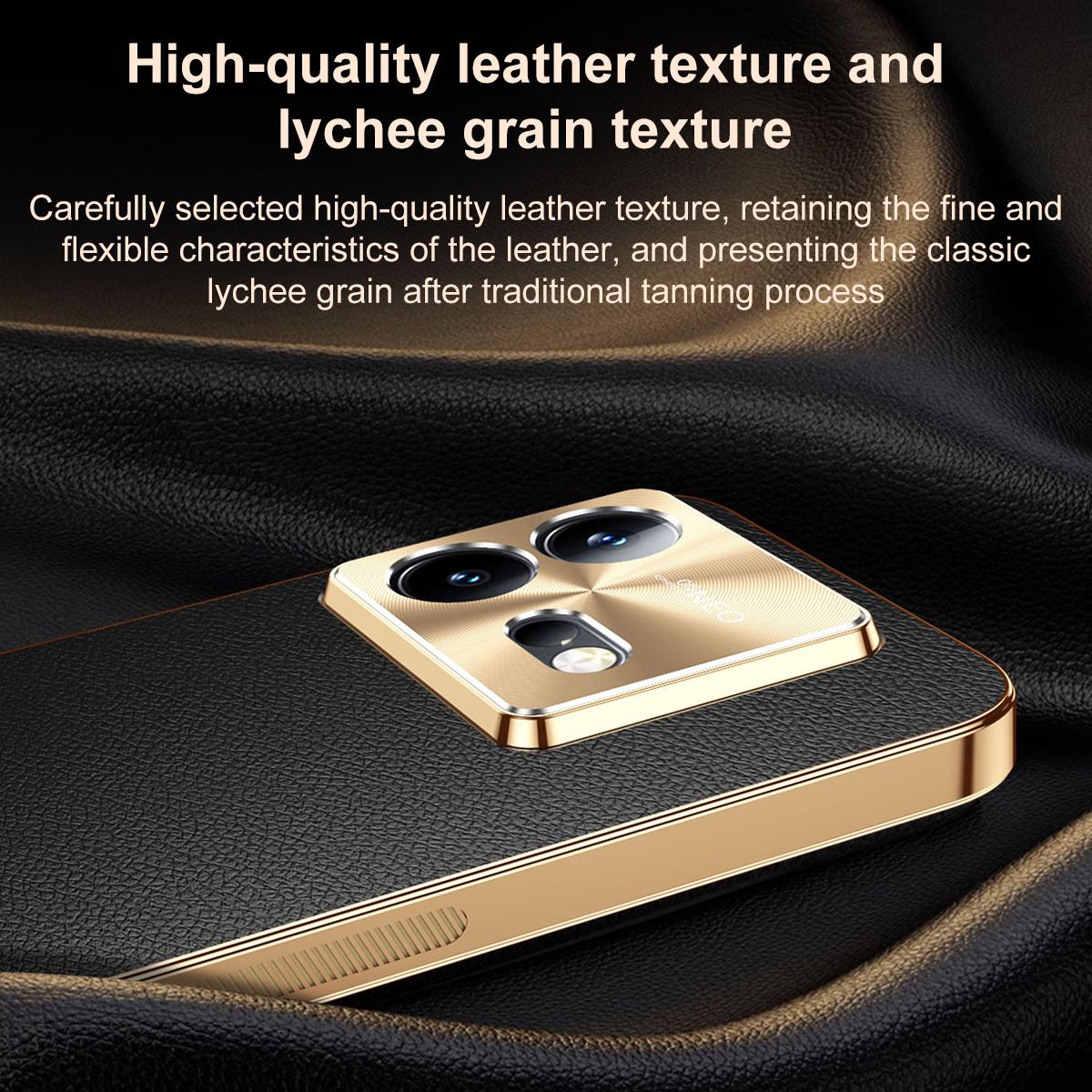 For vivo iQOO Neo8 Pro Electroplated Frame Litchi Texture PC + TPU Vegan Leather Phone Case - Red - EDA009677408D