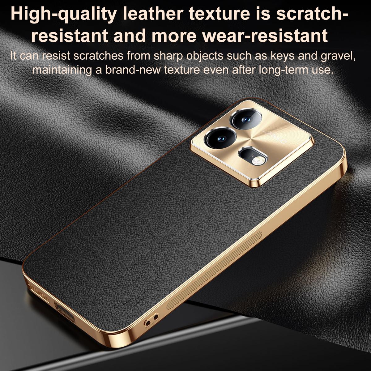 For vivo iQOO Neo8 Pro Electroplated Frame Litchi Texture PC + TPU Vegan Leather Phone Case - Red - EDA009677408D