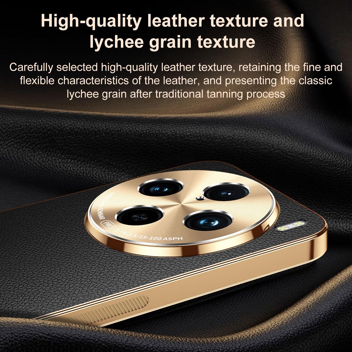 For vivo X100 Electroplated Frame Litchi Texture PC + TPU Vegan Leather Phone Case - Black - EDA009677417A