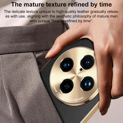 For vivo X100 Electroplated Frame Litchi Texture PC + TPU Vegan Leather Phone Case - Black - EDA009677417A