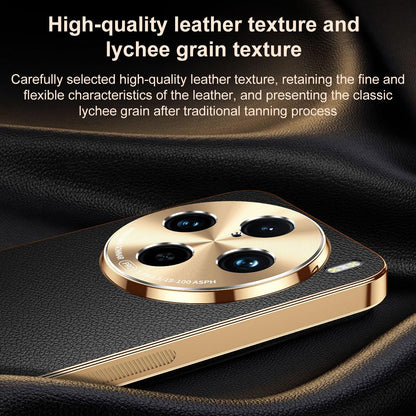 For vivo X100 Electroplated Frame Litchi Texture PC + TPU Vegan Leather Phone Case - Blue - EDA009677417C