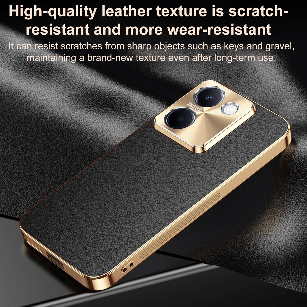 For vivo Y100i Electroplated Frame Litchi Texture PC + TPU Vegan Leather Phone Case - Blue - EDA009677422C