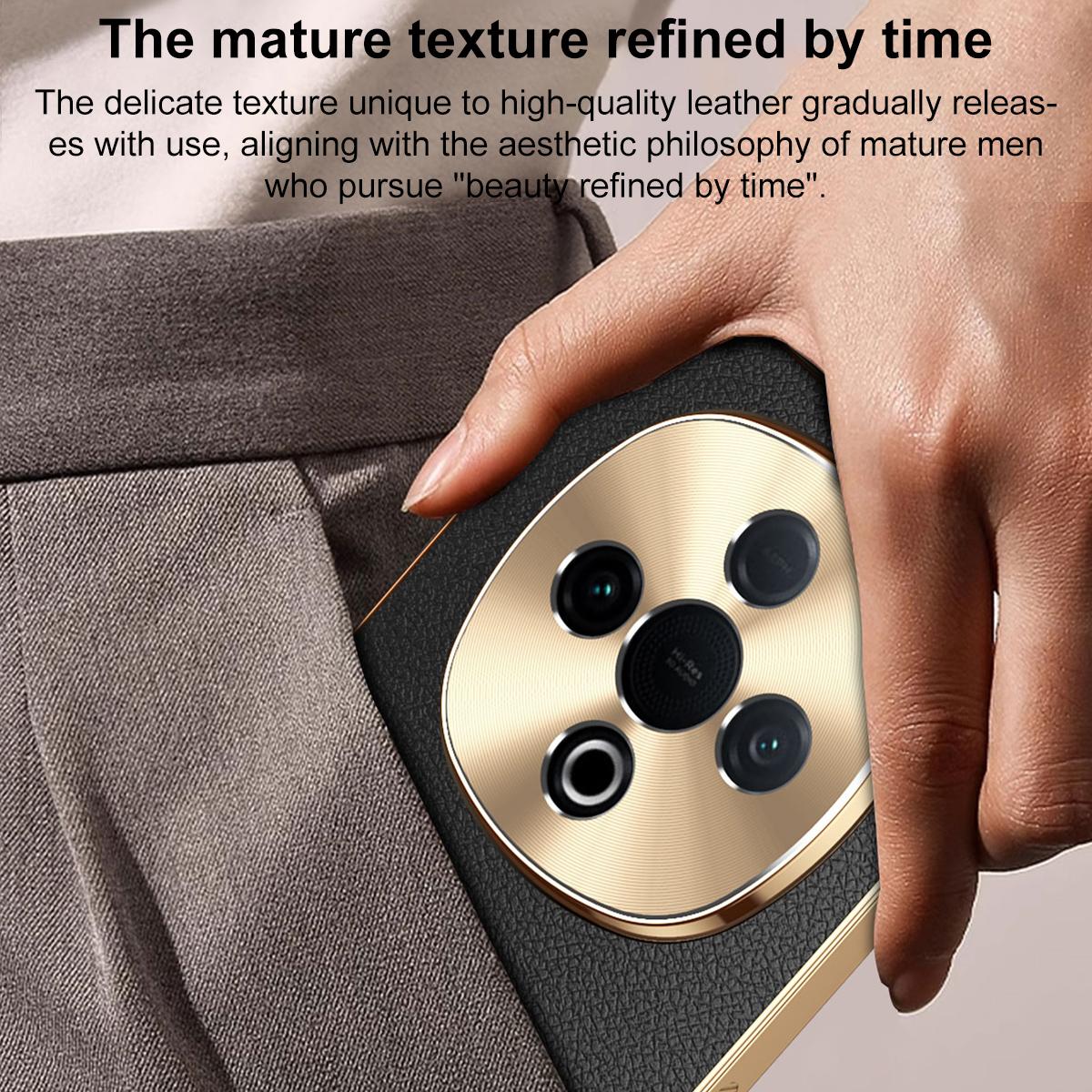 For vivo Y300 Pro Electroplated Frame Litchi Texture PC + TPU Vegan Leather Phone Case - Brown - EDA009677424E