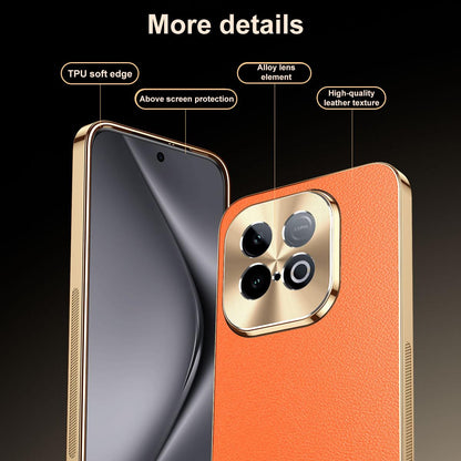 For vivo iQOO Z10 Turbo Pro Electroplated Frame Litchi Texture PC + TPU Vegan Leather Phone Case - Black - EDA009677501A
