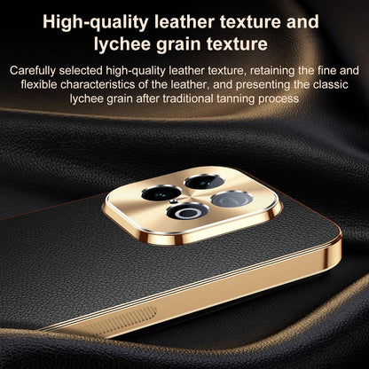 For vivo iQOO Z10 Turbo Pro Electroplated Frame Litchi Texture PC + TPU Vegan Leather Phone Case - Blue - EDA009677501C