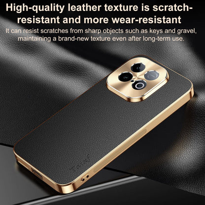 For vivo iQOO Z10 Turbo Pro Electroplated Frame Litchi Texture PC + TPU Vegan Leather Phone Case - Blue - EDA009677501C
