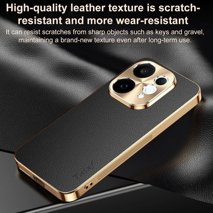 For vivo S50 5G Electroplated Frame Litchi Texture PC + TPU Vegan Leather Phone Case - Black - EDA009677503A