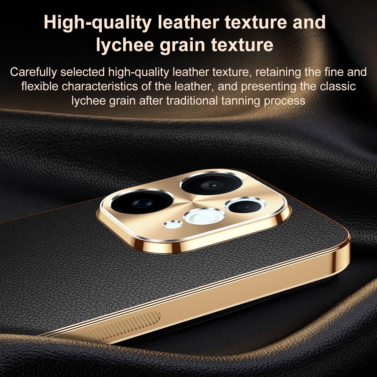 For vivo S50 5G Electroplated Frame Litchi Texture PC + TPU Vegan Leather Phone Case - Orange - EDA009677503B