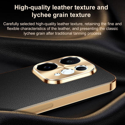 For vivo S50 5G Electroplated Frame Litchi Texture PC + TPU Vegan Leather Phone Case - Orange - EDA009677503B