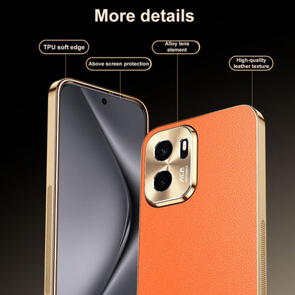 For OnePlus Ace 6 Ultra Electroplated Frame Litchi Texture PC + TPU Vegan Leather Phone Case - Black - EDA009677802A