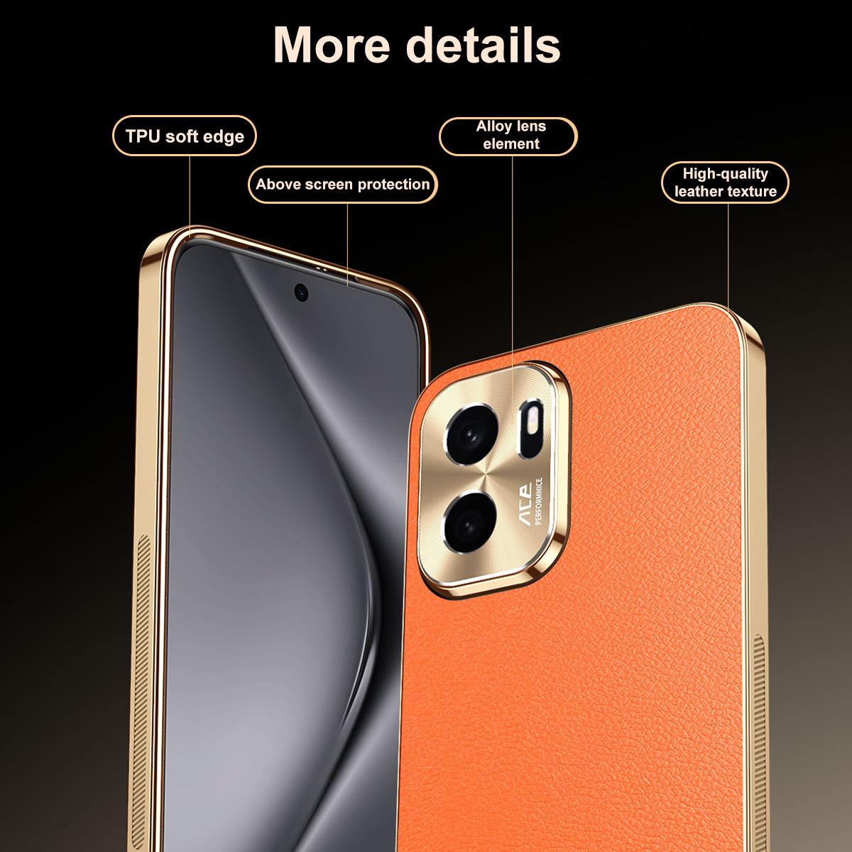 For OnePlus Ace 6 Ultra Electroplated Frame Litchi Texture PC + TPU Vegan Leather Phone Case - Blue - EDA009677802C