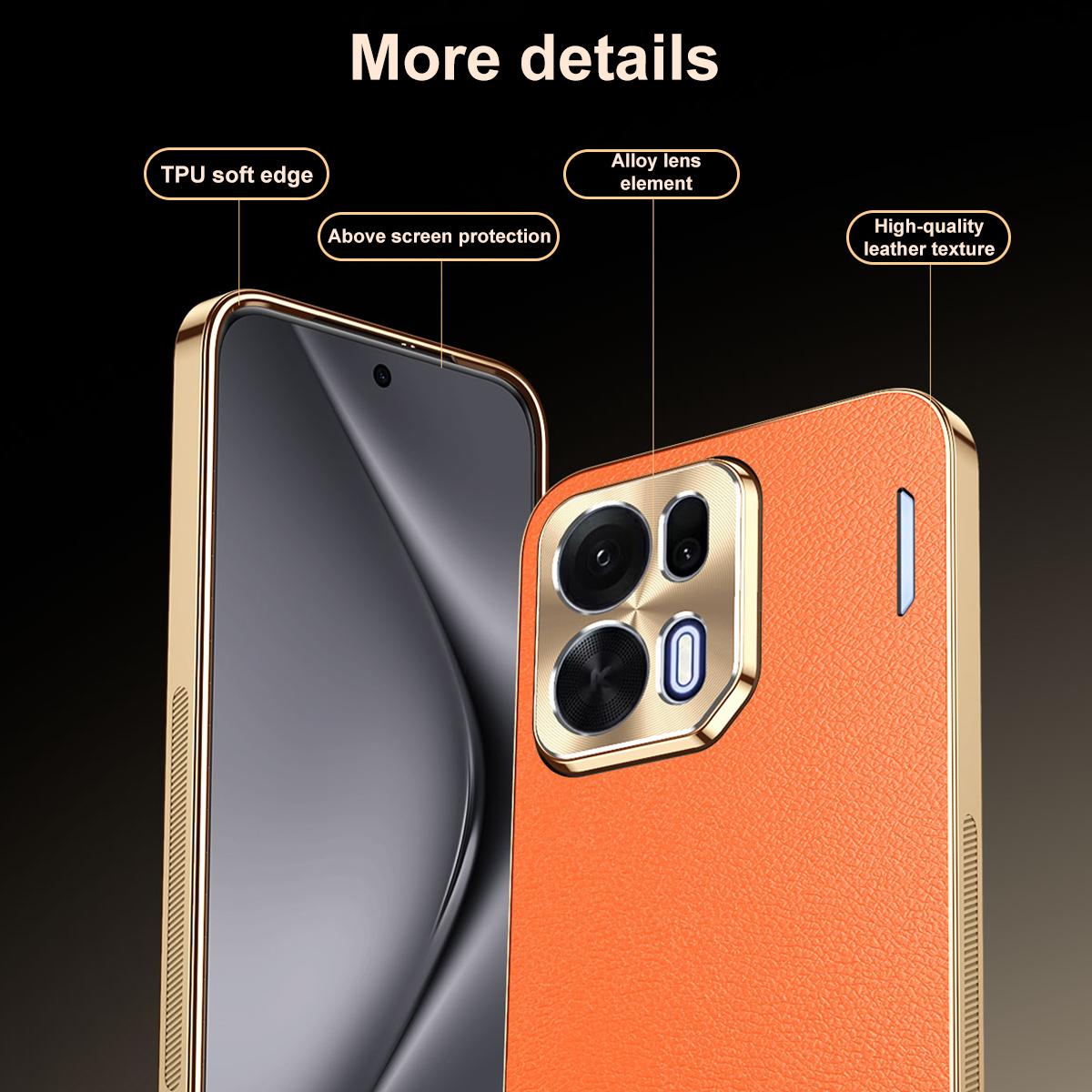 For OPPO K15 Pro+ Electroplated Frame Litchi Texture PC + TPU Vegan Leather Phone Case - Black - EDA009677901A