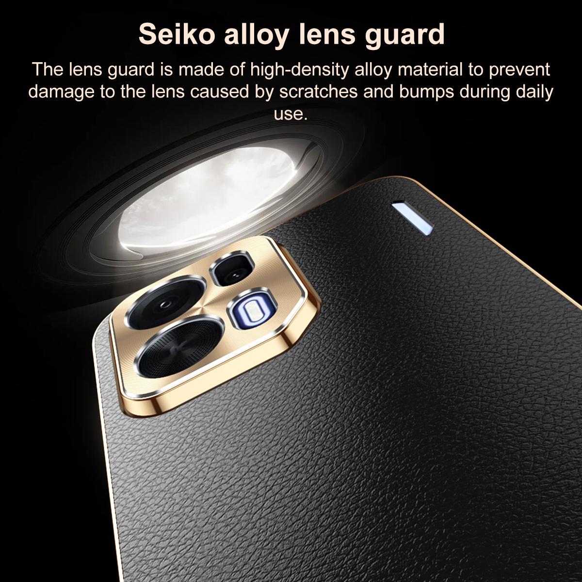 For OPPO K15 Pro+ Electroplated Frame Litchi Texture PC + TPU Vegan Leather Phone Case - Blue - EDA009677901C