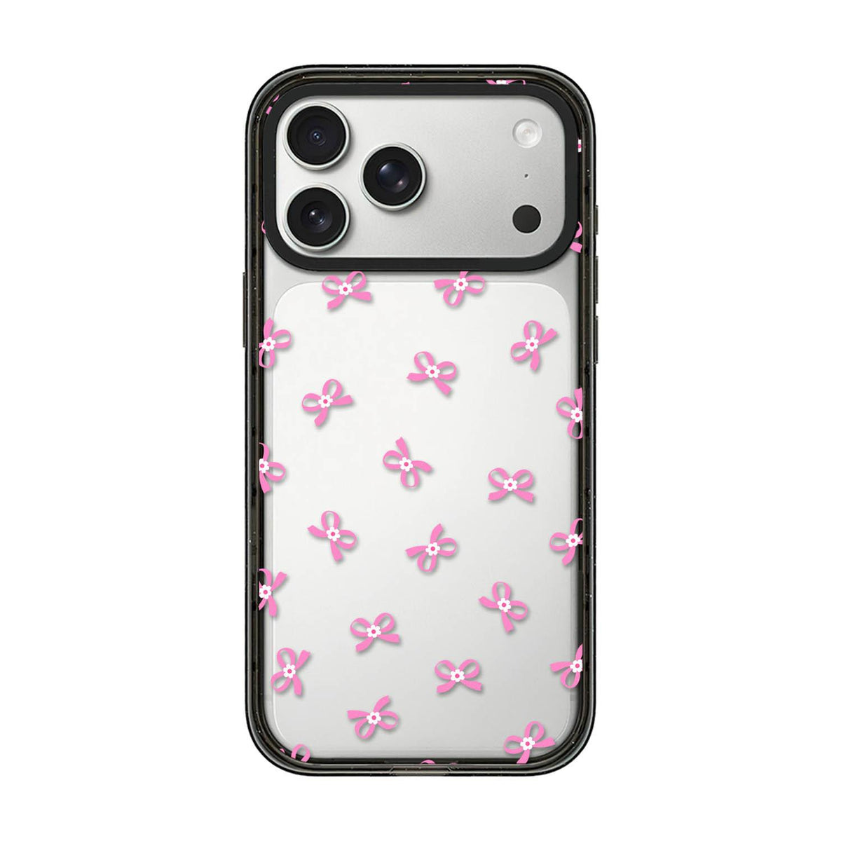 For iPhone 17 Pro Max French Style Star Bow Transparent Acrylic TPU Phone Case - Pink Bow - EDA009678001A