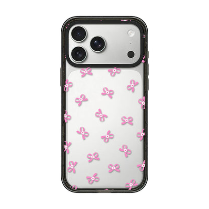 For iPhone 17 Pro Max French Style Star Bow Transparent Acrylic TPU Phone Case - Pink Bow - EDA009678001A