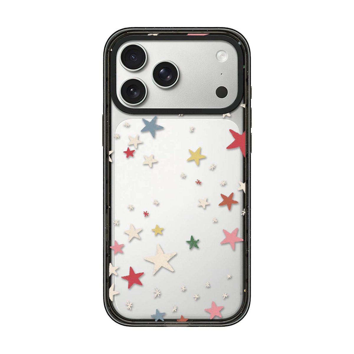 For iPhone 17 Pro Max French Style Star Bow Transparent Acrylic TPU Phone Case - Colorful Stars - EDA009678001B