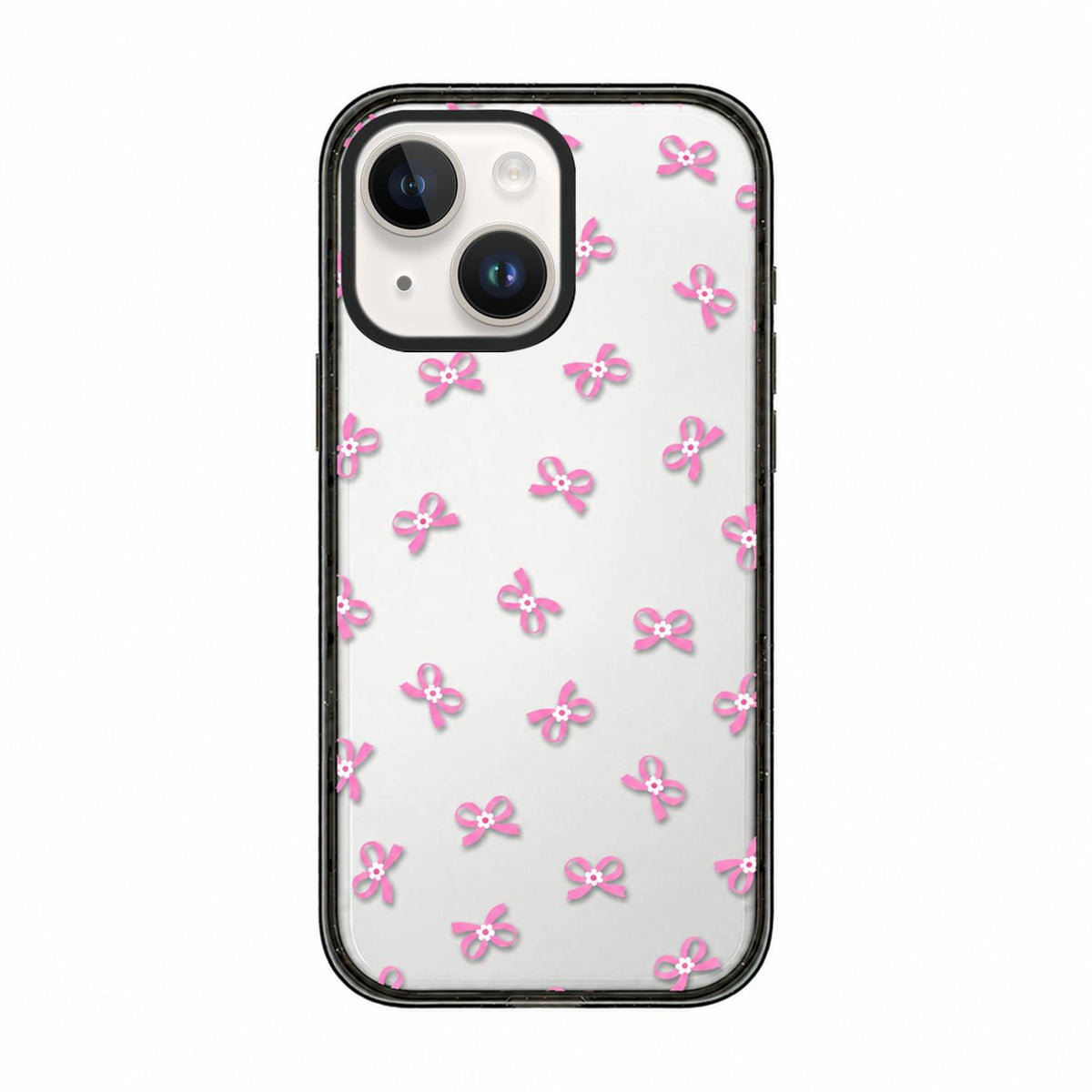 For iPhone 15 French Style Star Bow Transparent Acrylic TPU Phone Case - Pink Bow - EDA009678012A