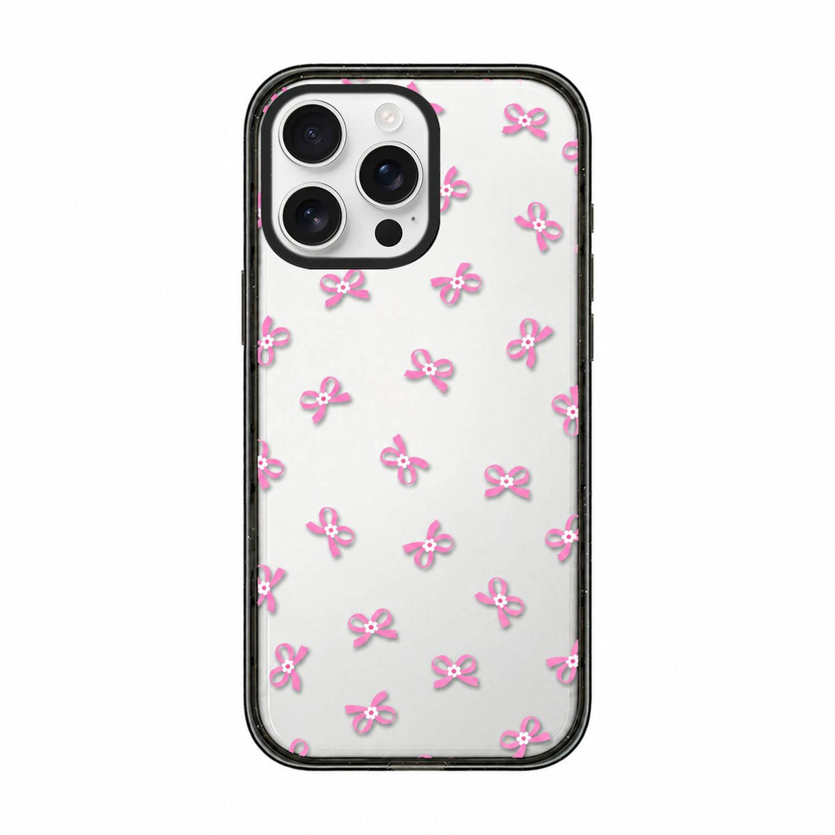 For iPhone 14 Pro Max French Style Star Bow Transparent Acrylic TPU Phone Case - Pink Bow - EDA009678016A