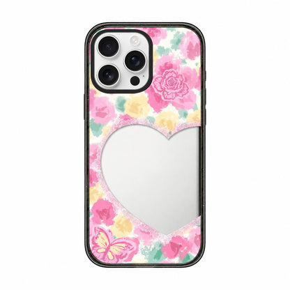 For iPhone 14 Pro Max French Style Star Bow Transparent Acrylic TPU Phone Case - Heart Flowers - EDA009678016D