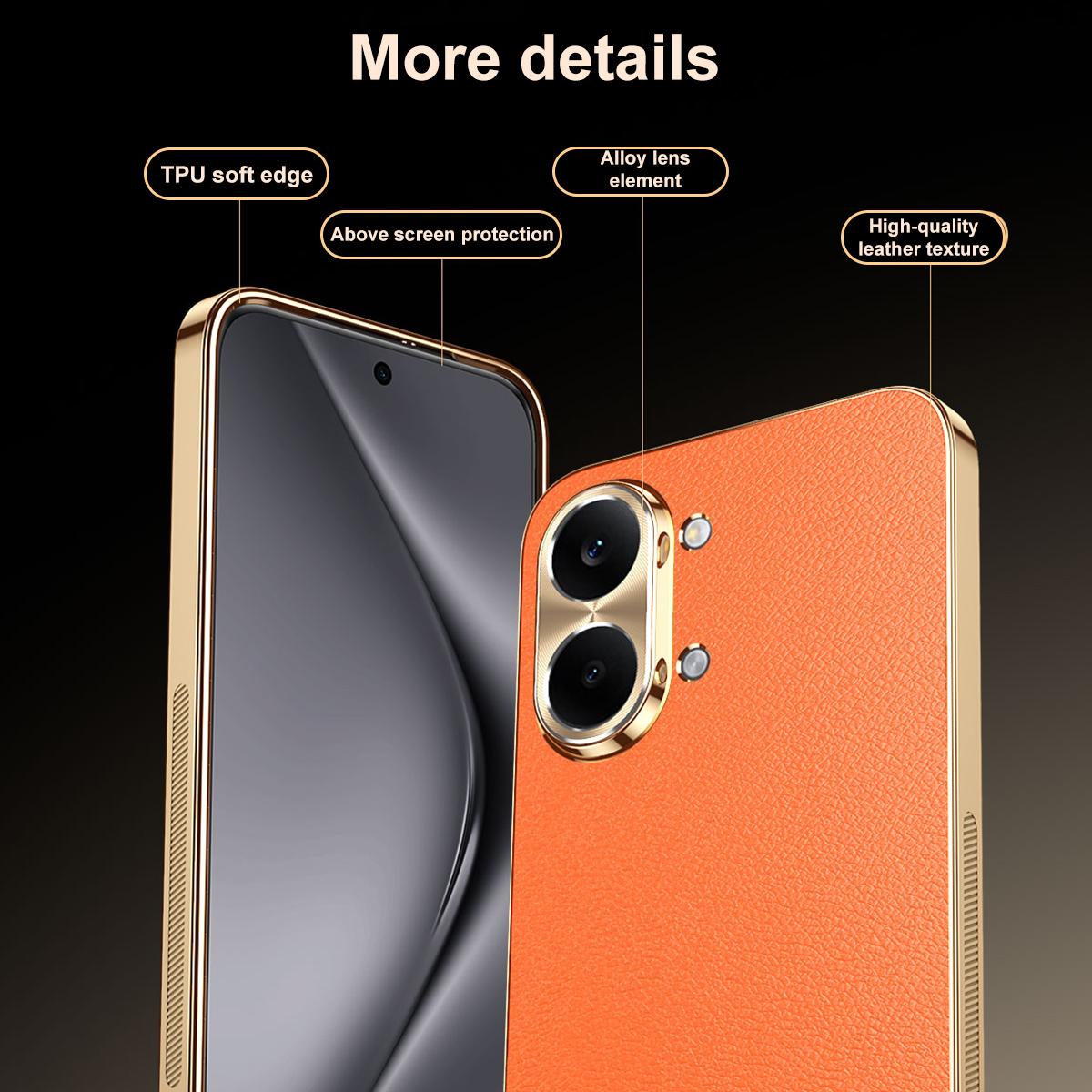 For Redmi Turbo 5 Max Electroplated Frame Litchi Texture PC + TPU Vegan Leather Phone Case - Black - EDA009678204A