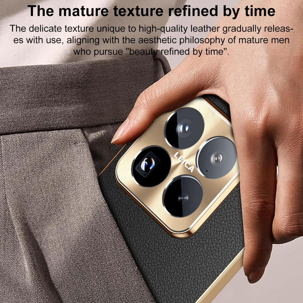 For Xiaomi 15 Electroplated Frame Litchi Texture PC + TPU Vegan Leather Phone Case - Blue - EDA009678404C