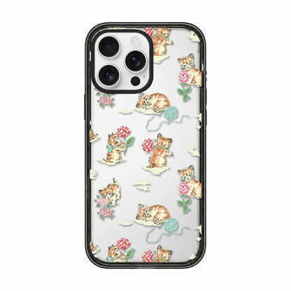For iPhone 15 Pro Max Country Cats Dogs Transparent Acrylic TPU Phone Case - Cat Flower - EDA009678609A