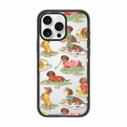 For iPhone 15 Pro Max Country Cats Dogs Transparent Acrylic TPU Phone Case - Dachshund - EDA009678609B