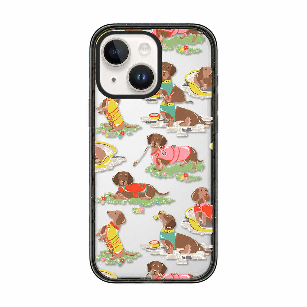 For iPhone 15 Plus Country Cats Dogs Transparent Acrylic TPU Phone Case - Dachshund - EDA009678611B