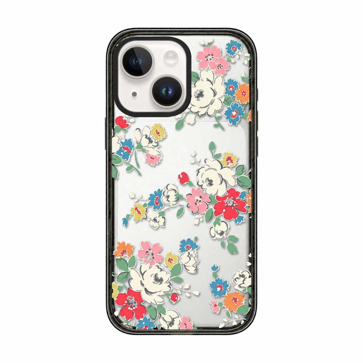 For iPhone 14 Plus Country Cats Dogs Transparent Acrylic TPU Phone Case - Colorful Floral Print - EDA009678613D