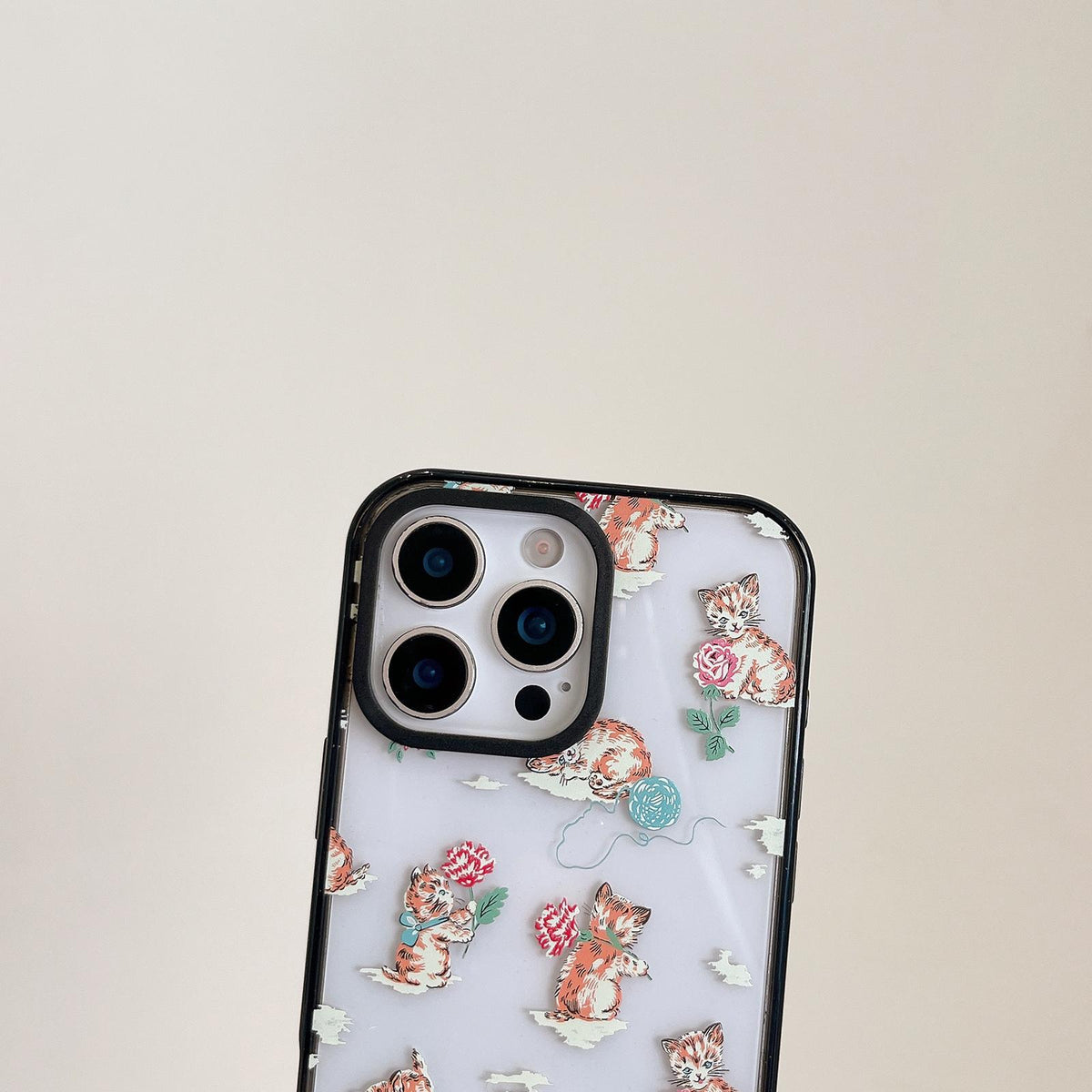 For iPhone Air Country Cats Dogs Transparent Acrylic TPU Phone Case - Cat Flower - EDA009678604A