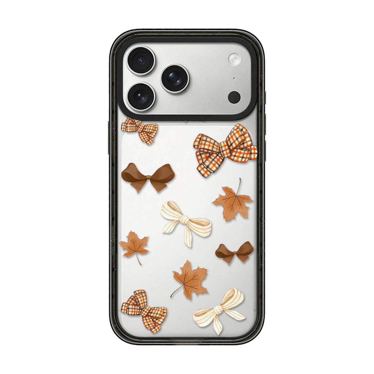 For iPhone 17 Pro Autumn Story Acrylic TPU Phone Case - Maple Leaf Bow - EDA009678702A