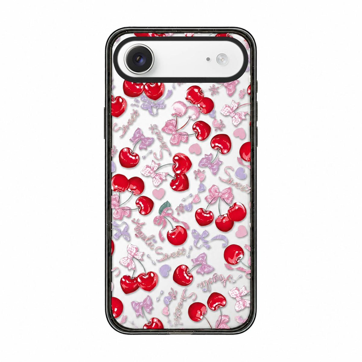 For iPhone Air Cherry Plaid Acrylic TPU Phone Case - Pinkish Purple Sweet Cherry - EDA009679704C