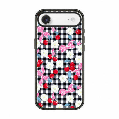 For iPhone Air Cherry Plaid Acrylic TPU Phone Case - Sweet Cool Black Cherry - EDA009679704E