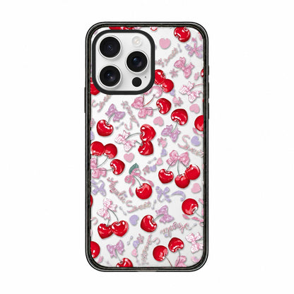 For iPhone 13 Pro Max Cherry Plaid Acrylic TPU Phone Case - Pinkish Purple Sweet Cherry - EDA009679717C