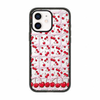 For iPhone 11 Cherry Plaid Acrylic TPU Phone Case - Ballet Pink Satin Cherry - EDA009679723A