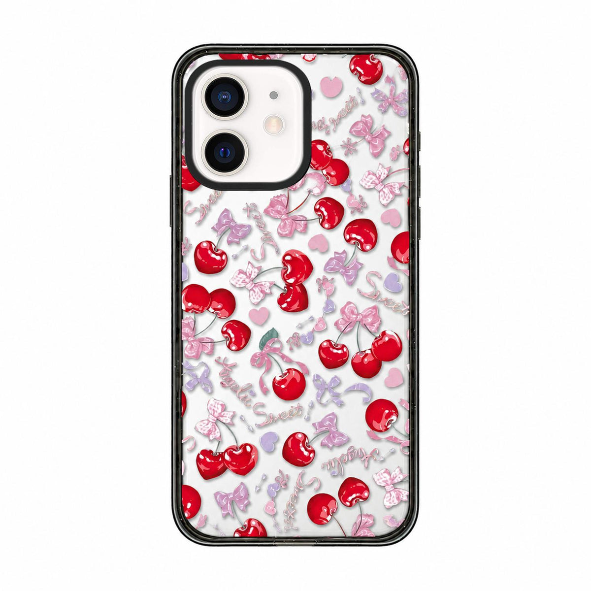 For iPhone 11 Cherry Plaid Acrylic TPU Phone Case - Pinkish Purple Sweet Cherry - EDA009679723C